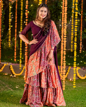 Burgundy Blush Pre Draped Saree