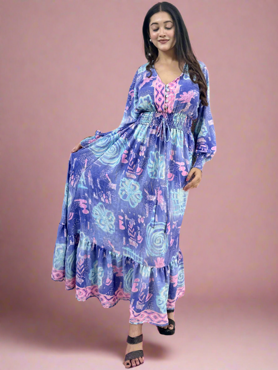 Two Shade Purple Boho Maxi Dress