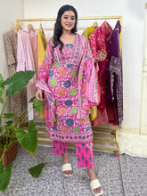 Pink Floral Printed Cotton Straight Fit Kurta Set