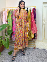 Yellow Cotton Printed Anarkali Kurta Set