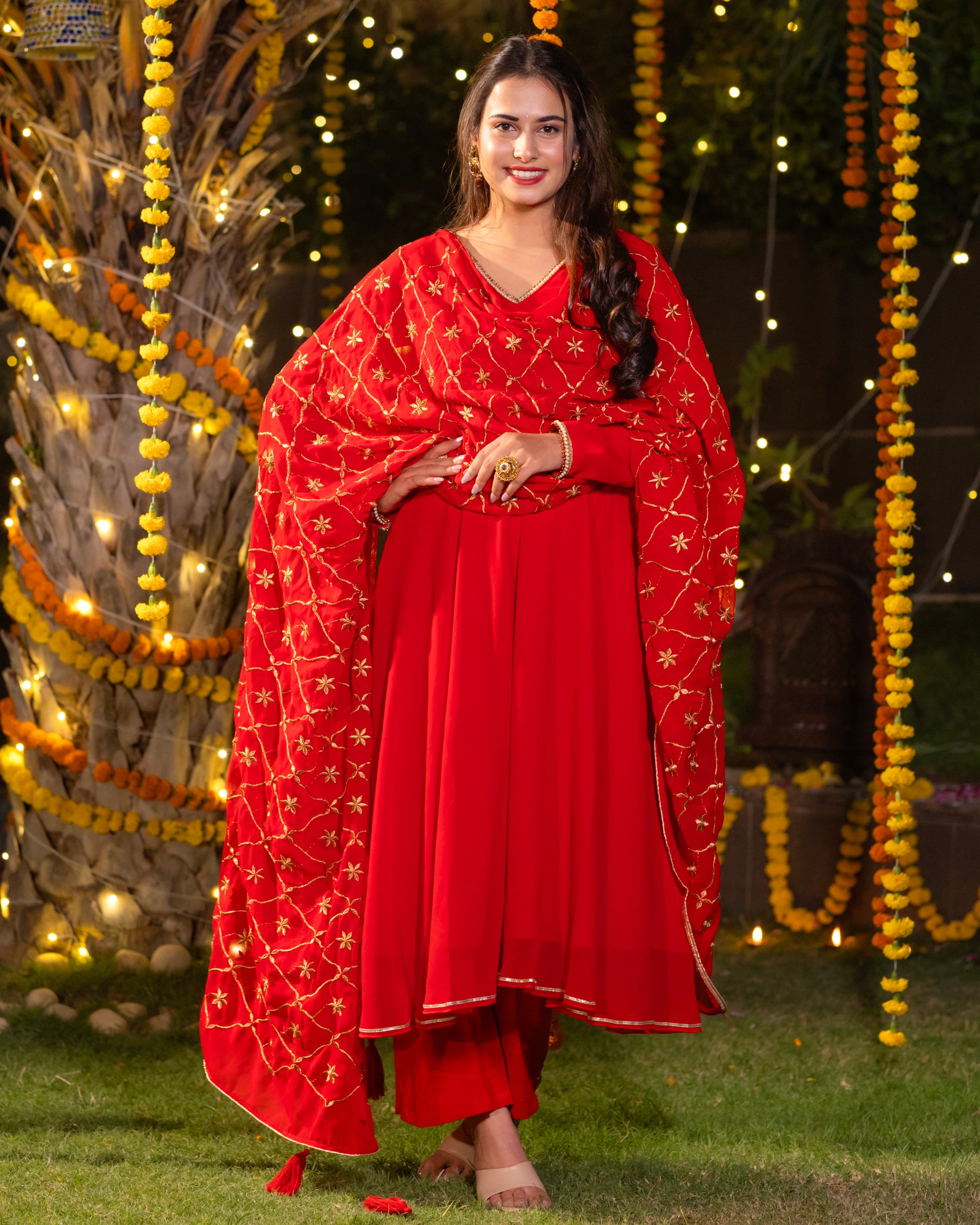 Red Georgette Suit Set