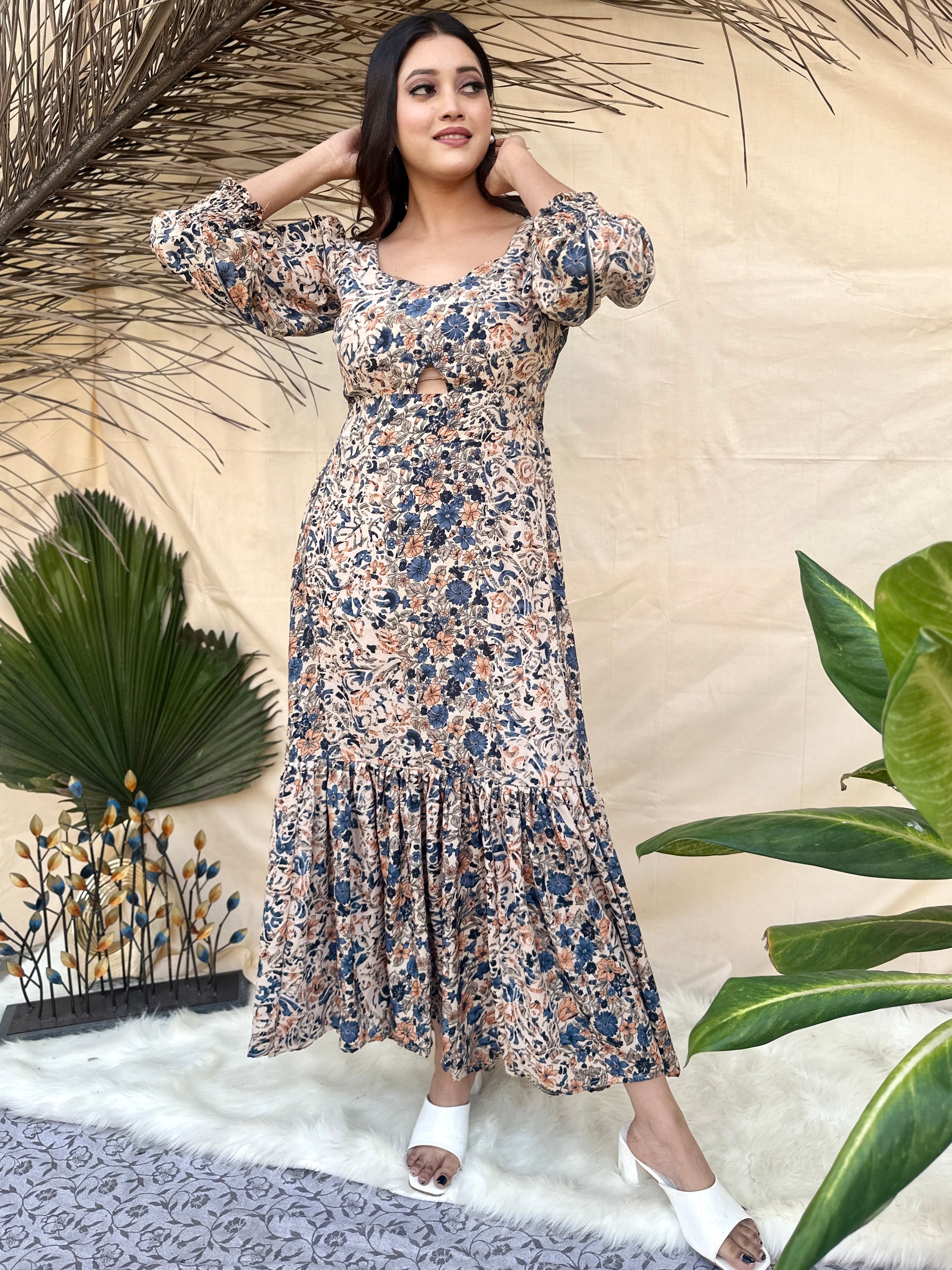 Floral Printed Boho Maxi Dress