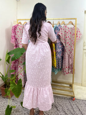 Pink Cotton Midi Dress