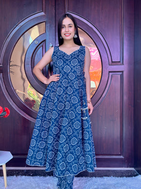 Blue Bandhej Printed Suit Set