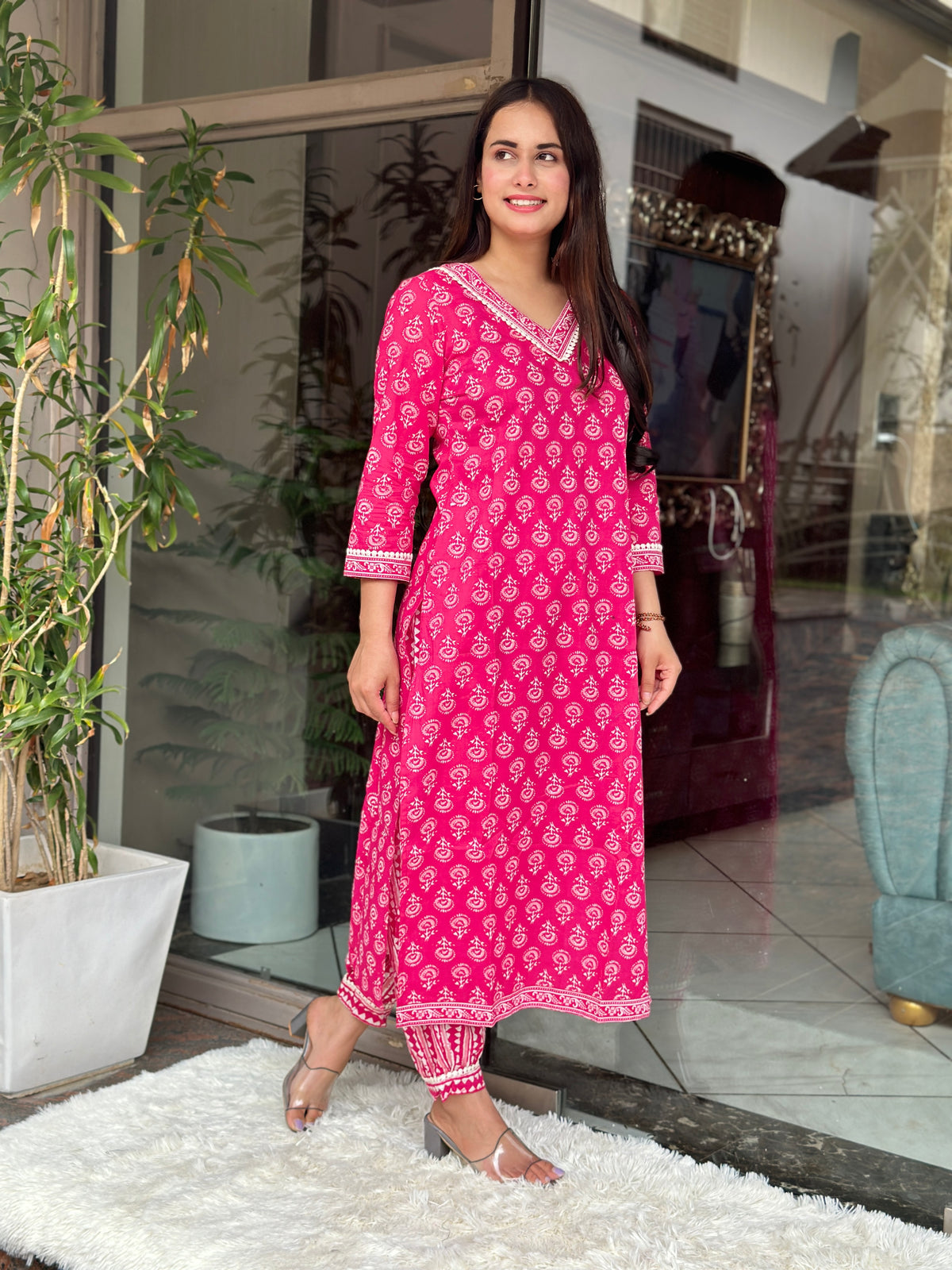 Pink Dhoti Style Kurta Set