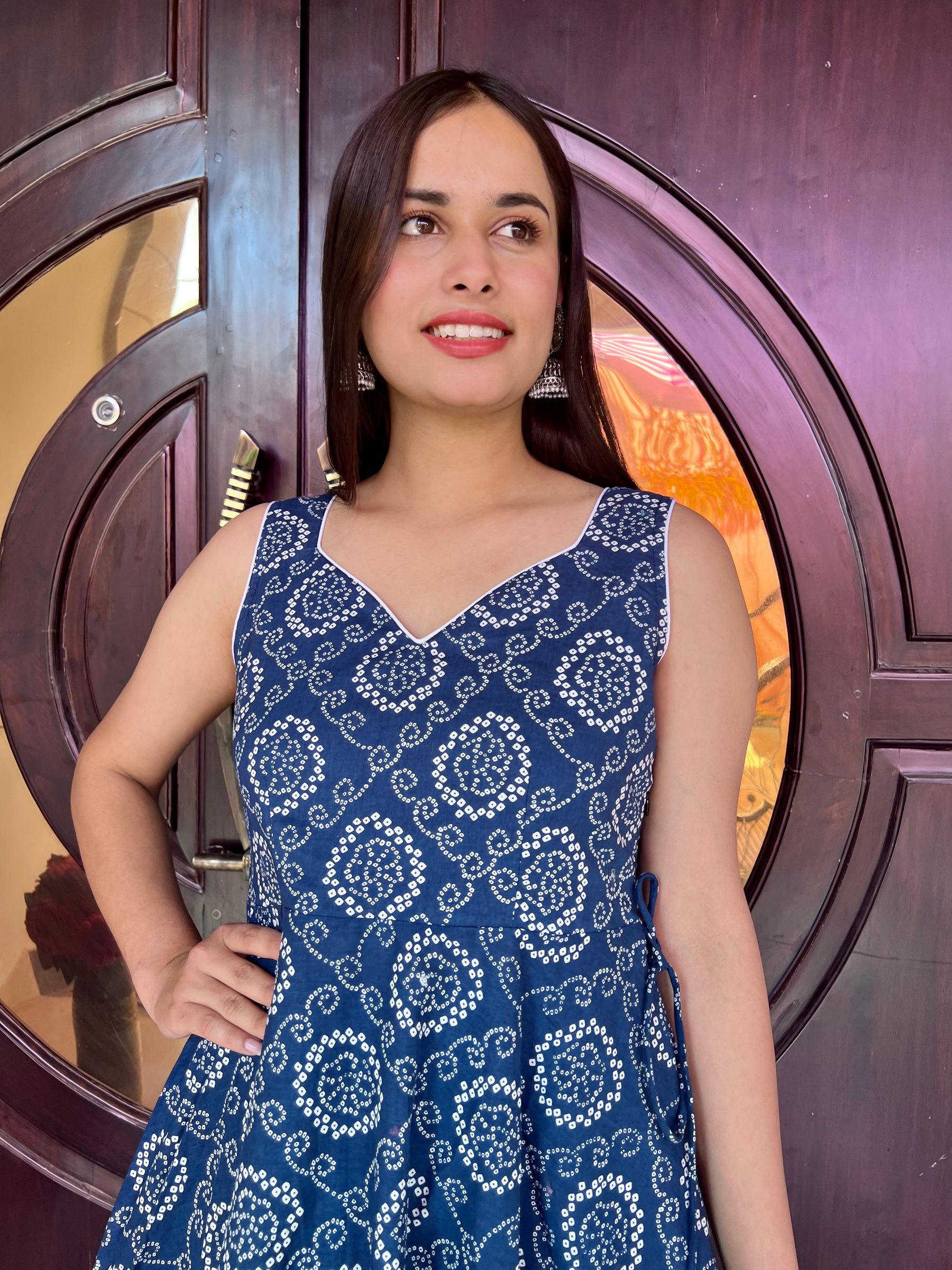 Blue Bandhej Printed Suit Set